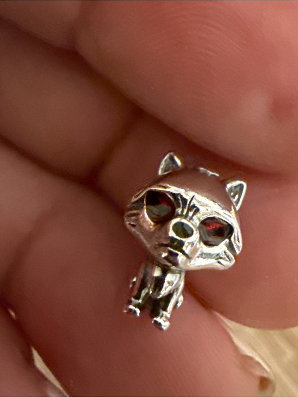 Silver Cat Charm Pendant - Silver Color